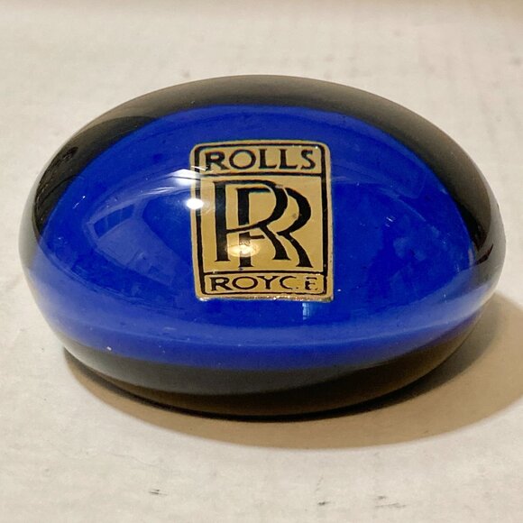 Vintage Glass Rolls Royce Paperweight Royal Blue Logo Car Dyers International - Picture 5 of 9